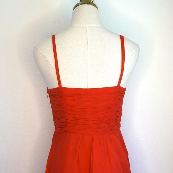 J.Crew Silk Ruched and Draped Spaghetti Strap Elegant Prom or Party Dress Coral - Picture 7 of 16